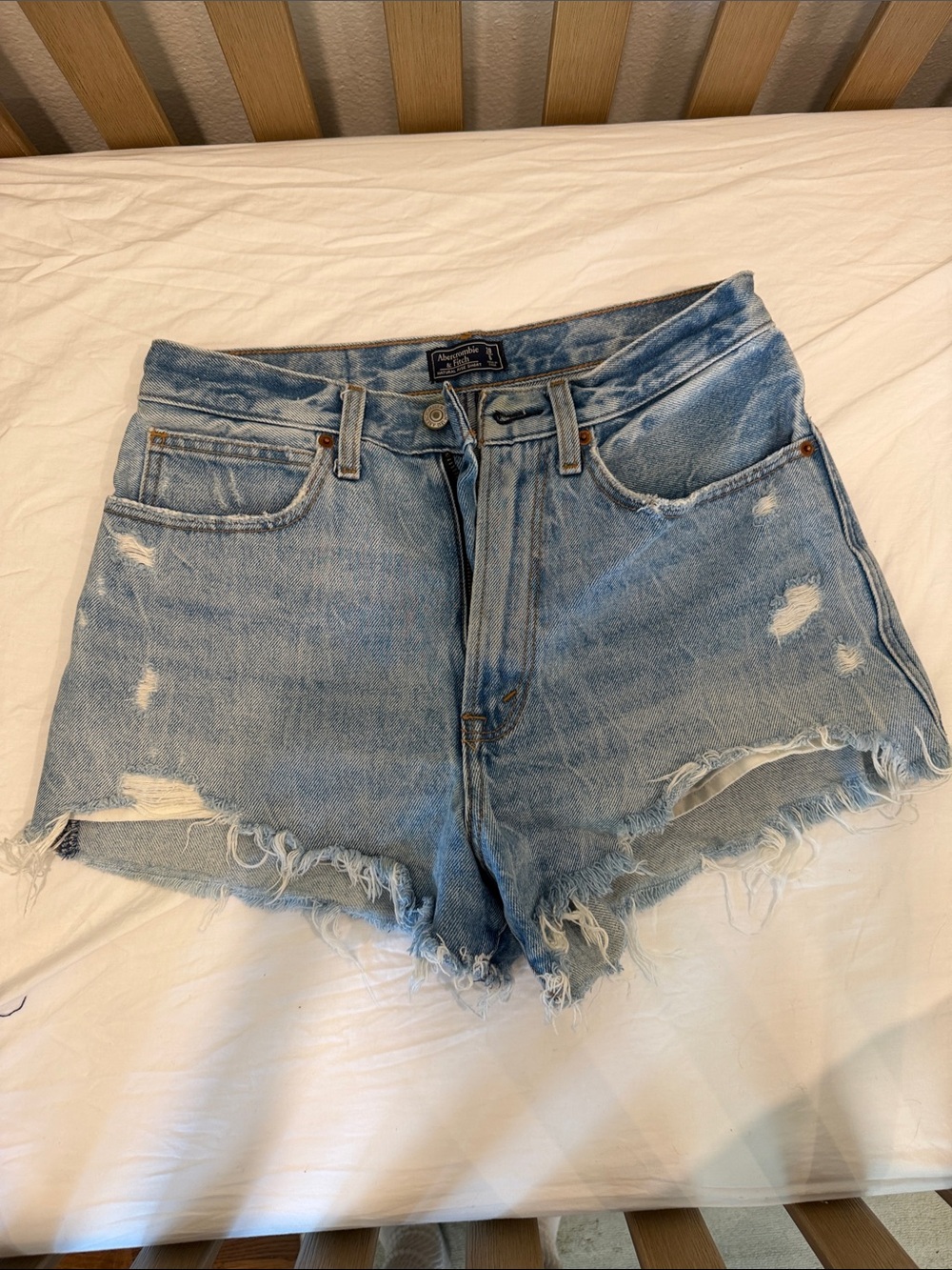 Abercrombie & Fitch Light Blue Distressed Cutoff Jean Shorts